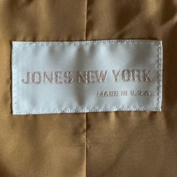 90s Vintage Jones New York Tan Rayon Lined Belted Maxi Trench Coat Size Large - Picture 12 of 17